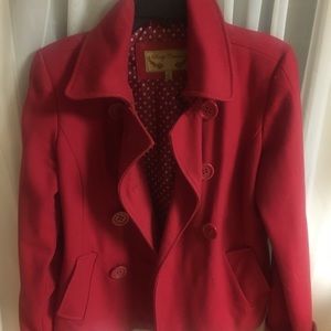Red pea coat